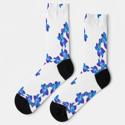 Chaussette Motif orchidées bleues (Gauche)
