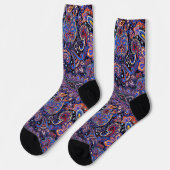 Chaussette Motif Paisley Bleu-Violet (Gauche)