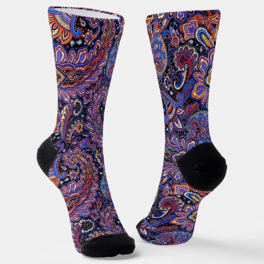 Chaussette Motif Paisley Bleu-Violet (Angulaire)