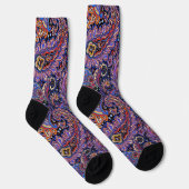 Chaussette Motif Paisley Bleu-Violet (Droite)