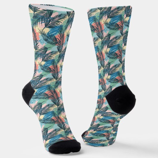 Chaussette Motif Pastel Tropical Leaf (Angulaire)