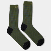 Chaussette Motif personnalisé bleu foncé À damiers vert foncé (Droite)