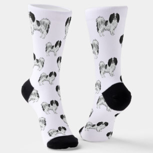 Chaussette Motif Phalène en noir et blanc Chien Amoureux