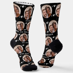 Chaussette Motif photo des jeunes mariés Mariage noir