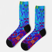 Chaussette motif Pixel 8 bits Abstrait Cool Geeky Blue Red (Gauche)