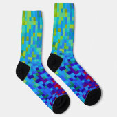 Chaussette motif Pixel 8 bits Abstrait Cool Geeky Blue Red (Droite)