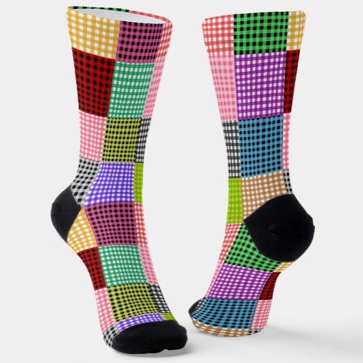 Chaussette Motif plaid multicouleur En vichy Patchwork