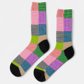 Chaussette Motif plaid multicouleur En vichy Patchwork (Gauche)