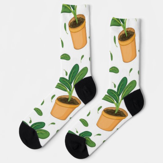 Chaussette motif plante (Gauche)