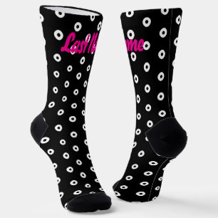 Chaussette Motif Pointe Polka Noir/Blanc Personnalisé