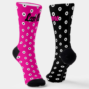 Chaussette Motif Pointe Polka Noir/Blanc Personnalisé