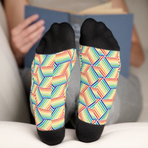 Chaussette Motif Rainbow Cube coloré moderne