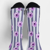Chaussette motif rayé avec marguerites violettes (Haut)