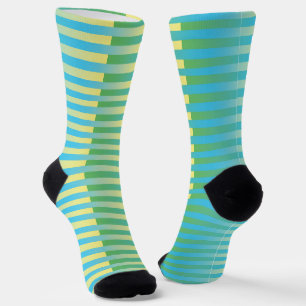 Chaussette Motif rayé bleu jaune vert