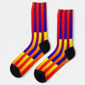 Chaussette Motif rayé bleu rouge jaune (Gauche)