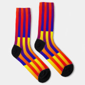 Chaussette Motif rayé bleu rouge jaune (Droite)