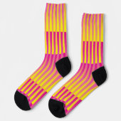 Chaussette Motif rayé jaune rose orange (Gauche)