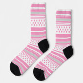 Chaussette Motif rayé rose avec étoiles (Gauche)