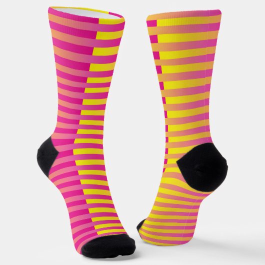 Chaussette Motif rayé rose jaune (Angulaire)