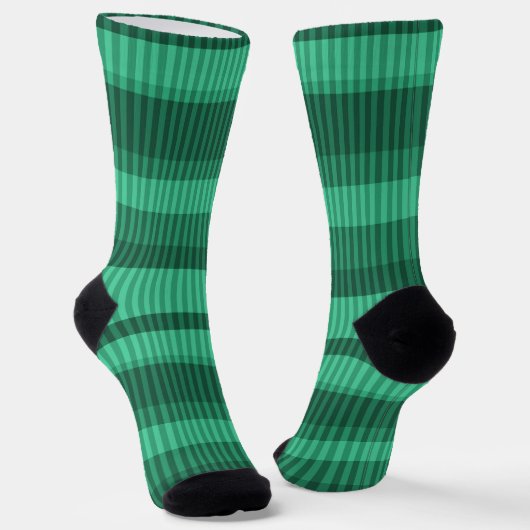 Chaussette Motif rayé vertical de nuances vertes (Angulaire)