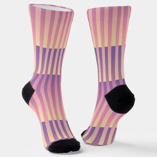 Chaussette Motif rayé violet rose jaune (Angulaire)