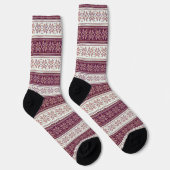 Chaussette Motif rayure flocon de neige violet pourpre (Droite)