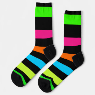 Chaussette Motif Rayures Néon