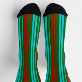 Chaussette Motif rayures vert rouge bleu   (Haut)