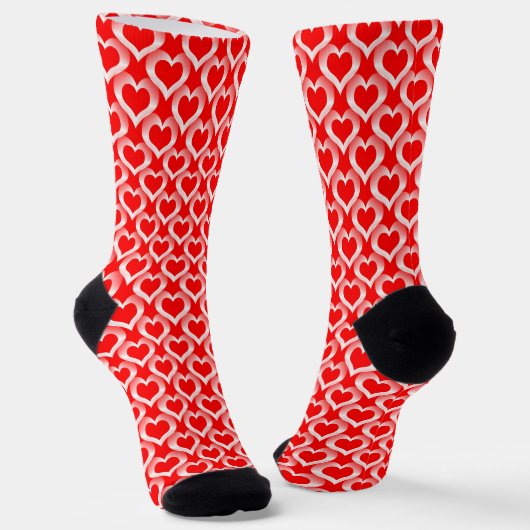 Chaussette Motif Red White Hearts (Angulaire)