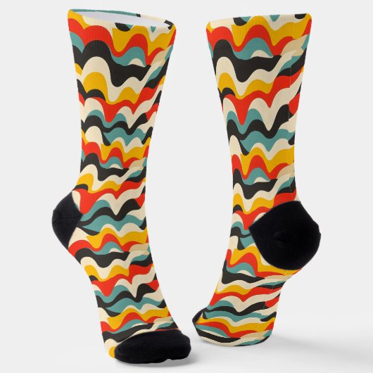 Chaussette Motif rétro couleur vague (Angulaire)
