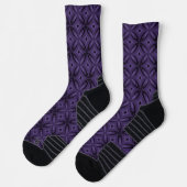 Chaussette Motif Rétro de Couleur Violet Foncé (Gauche)