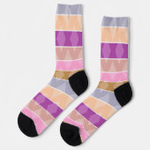 Chaussette Motif rétro géométrique rayé multicolore (Gauche)