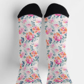 Chaussette Motif rose et Turquoise (Haut)