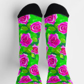 Chaussette Motif Rose Fuchsia Pink (Haut)