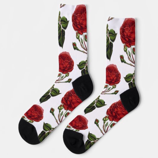 Chaussette Motif Rose Red Long Stem (Gauche)