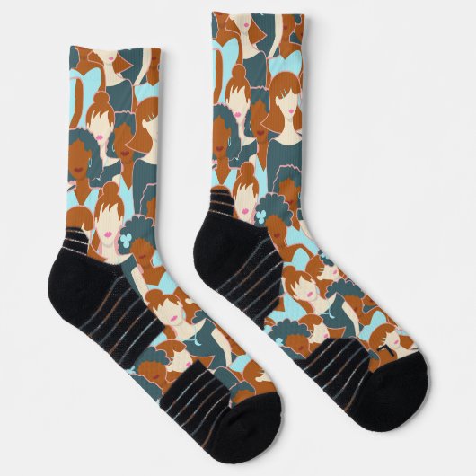 Chaussette Motif sans couture avec filles noires et blanches (Droite)