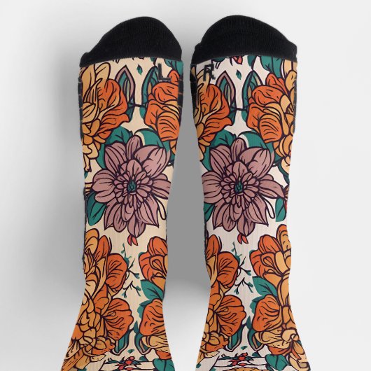 Chaussette motif sans couture avec fleurs (Haut)