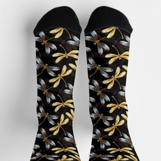 Chaussette Motif sans couture avec libellules d'or (Haut)