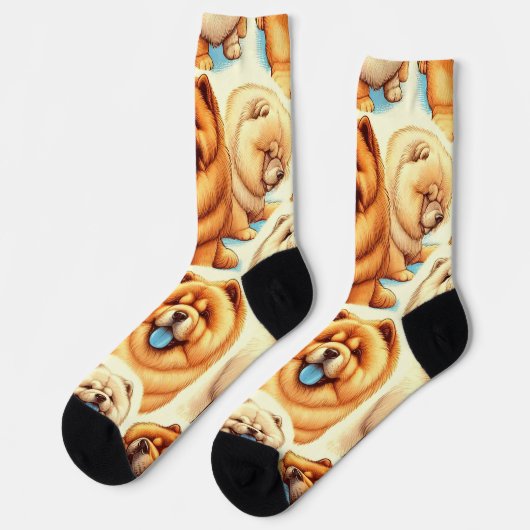 Chaussette Motif sans couture de Chow-Chow Retro (Gauche)