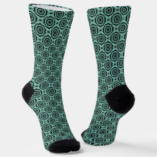 Chaussette Motif sans couture de fleurs noir sarcelle