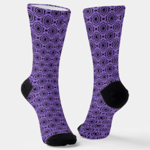 Chaussette Motif sans couture de fleurs noires violettes