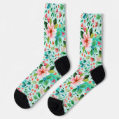 Chaussette Motif sans couture de fleurs printanières colorées (Gauche)