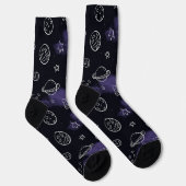 Chaussette Motif sans couture de l'espace extérieur violet fa (Droite)