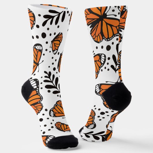 Chaussette Motif sans couture de papillon monarque dessiné à (Angulaire)
