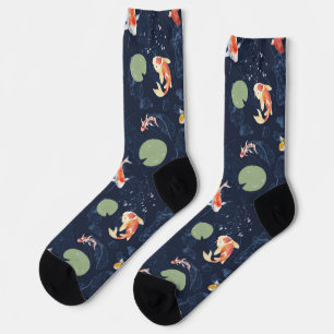 Chaussette Motif sans couture d'étang de carpes koï à l'aquar