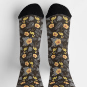 Chaussette motif sans couture Flamant rose avec fleurs et feu (Haut)