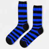 Chaussette motif simple rayé noir et bleu (Gauche)