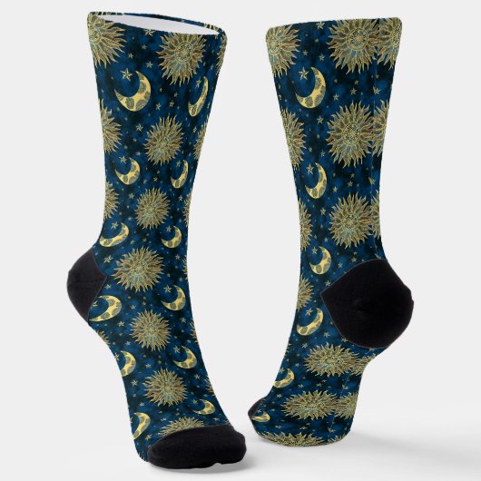 Chaussette Motif Soleil Lune et Étoiles Célestes (Angulaire)