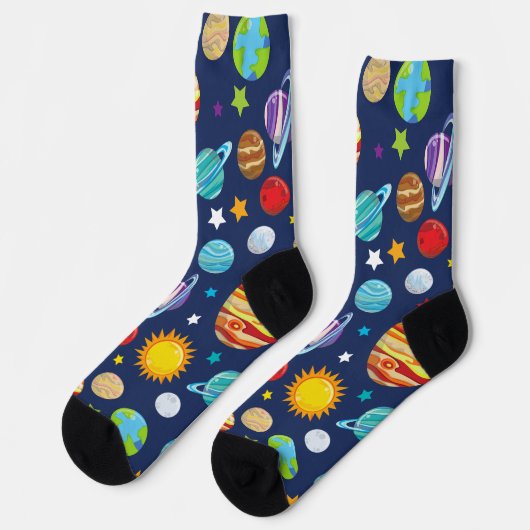 Chaussette Motif spatial, Planètes, Étoiles, Cosmos, Galaxie (Gauche)
