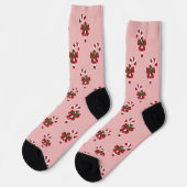 Chaussette Motif Sucre de canne Festif Sur Rose (Gauche)